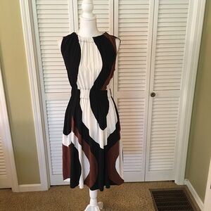 Kate Spade New York Elegant Rio Black, White, and Brown Women's Crepe Dress